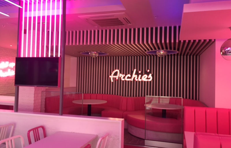 Completed work at Archies burger and shake bar
